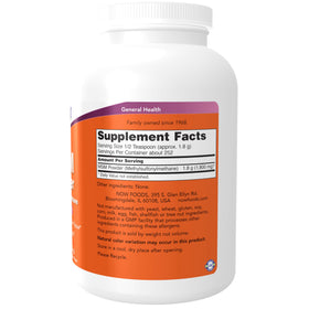 NOW Foods MSM Poudre 530g vue arrière avec informations nutritionnelles