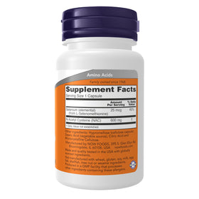 NOW Foods NAC 600 mg avec Sélénium 30 capsules vue arrière