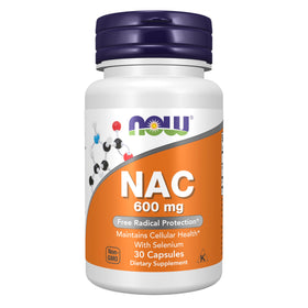 NOW Foods NAC 600 mg avec Sélénium 30 capsules vue de face
