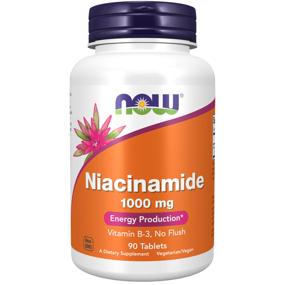 NOW Foods Niacinamide 1000 mg comprimés blancs, vue de face