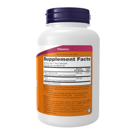 NOW Foods Niacine 250 mg capsules avec étiquette détaillant les ingrédients