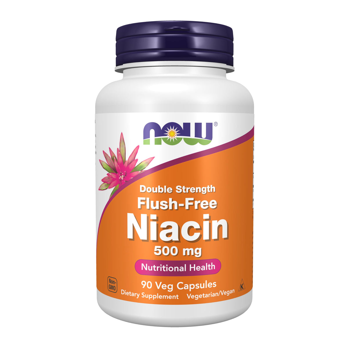 NOW Foods Niacine 500 mg Capsules Végétales, vue avant