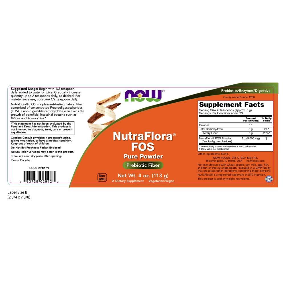 NOW Foods Nutra Flora Fos 226g Poudre Pure côté