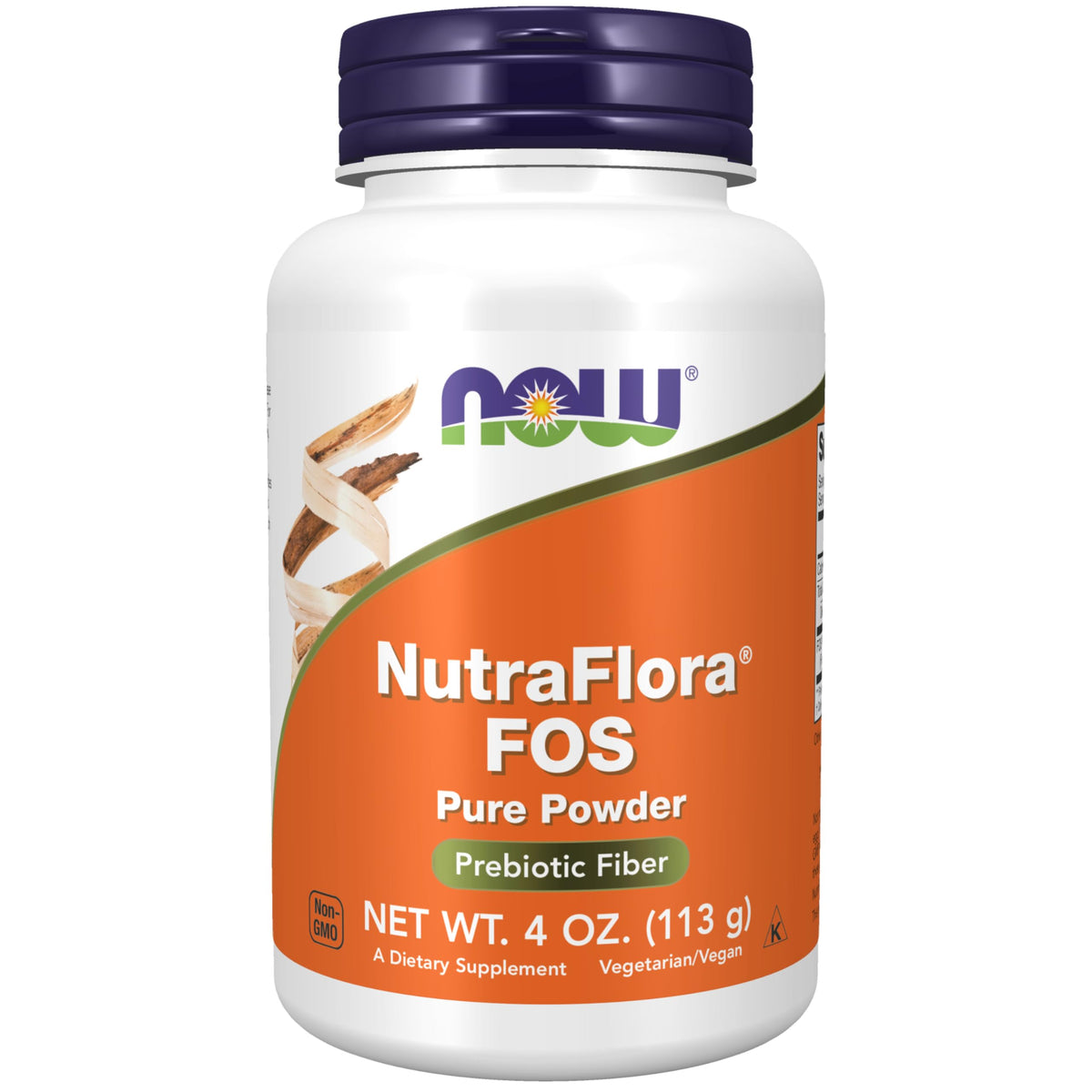 NOW Foods NutraFlora FOS Poudre Pure 150g vue avant
