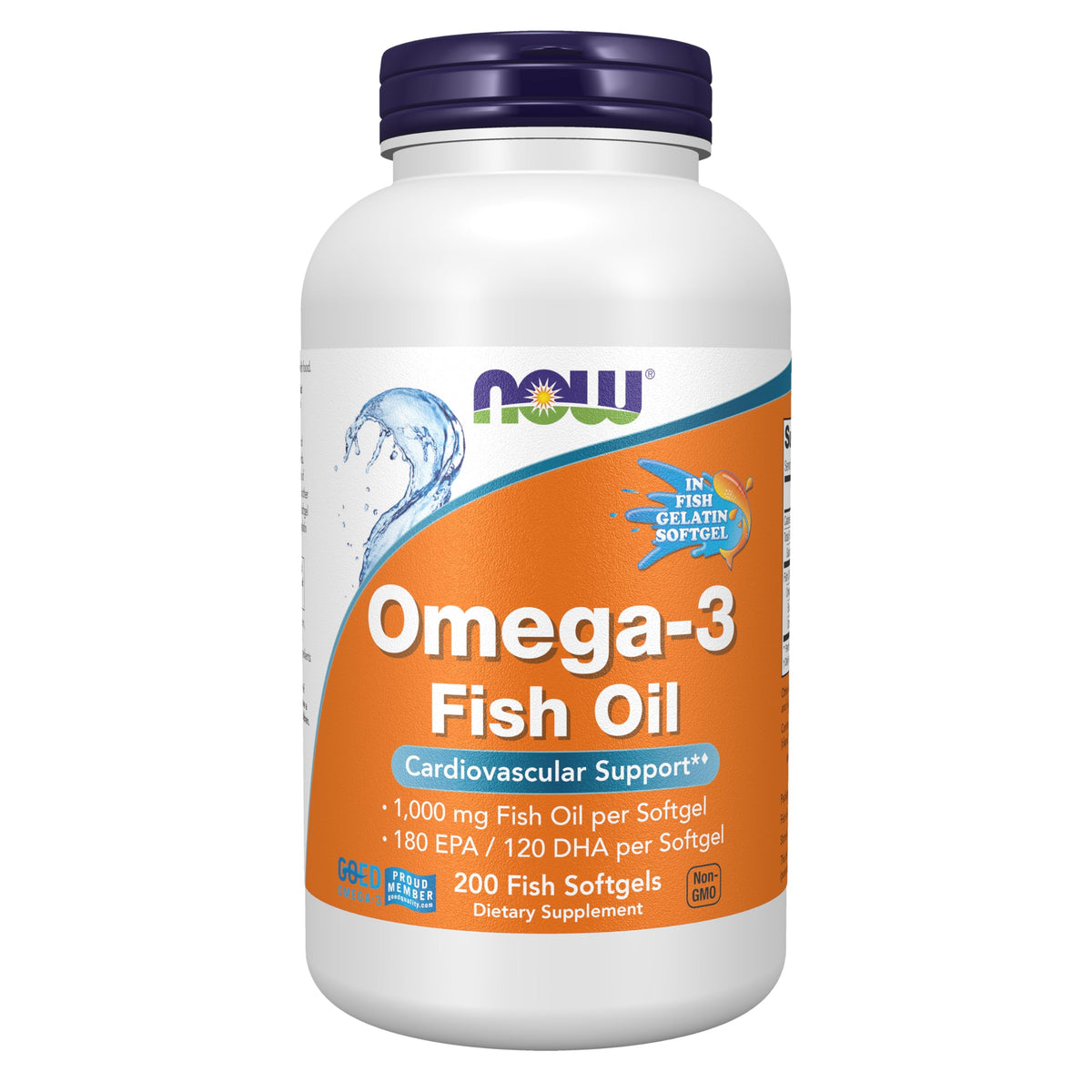NOW Foods Omega-3 1000 mg gélules de gélatine de poisson vue de face