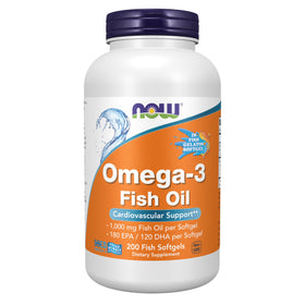 NOW Foods Omega-3 1000 mg gélules de gélatine de poisson vue de face