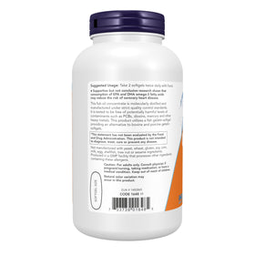 NOW Foods Omega-3 1000 mg gélules de poisson sur fond blanc