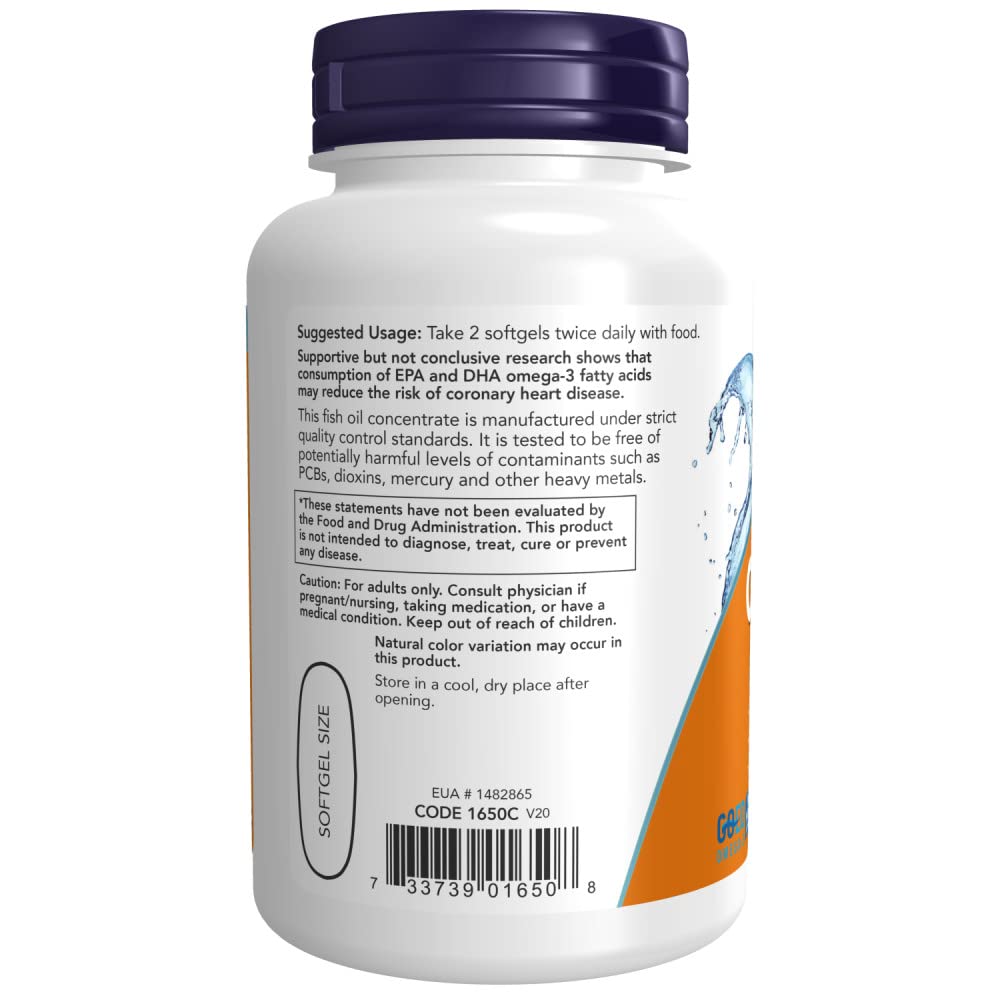 NOW Foods Omega-3 2000mg 100 capsules côté vue