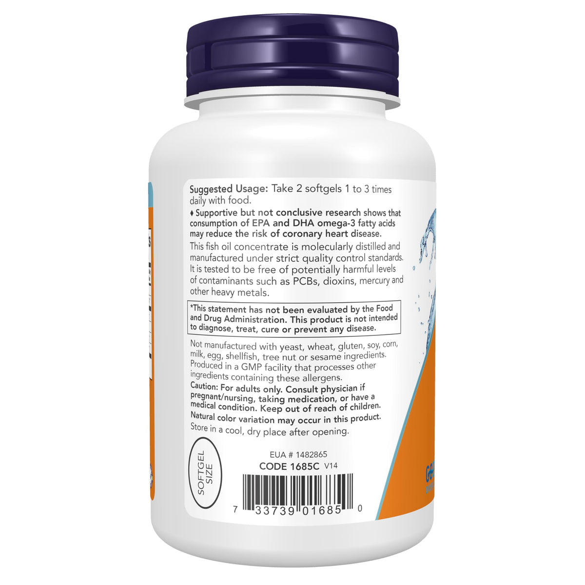 NOW Foods Omega-3 Mini Gels 170g side view