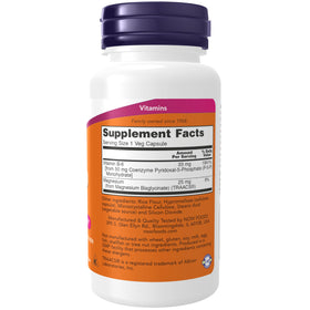 NOW Foods P-5-P 50 mg gélules végétales arrière avec étiquetage