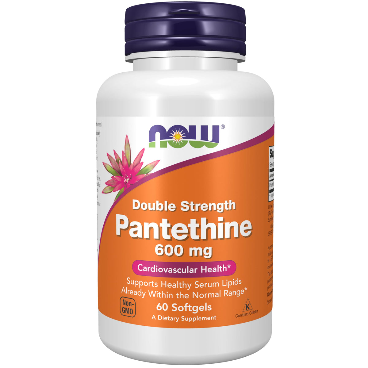 NOW Foods Pantethine 600 mg double force gélules vue avant