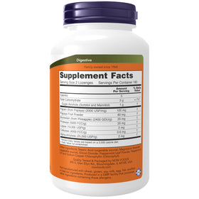 NOW Foods Papaye Enzymes 360 Lozenges boîte arrière vue