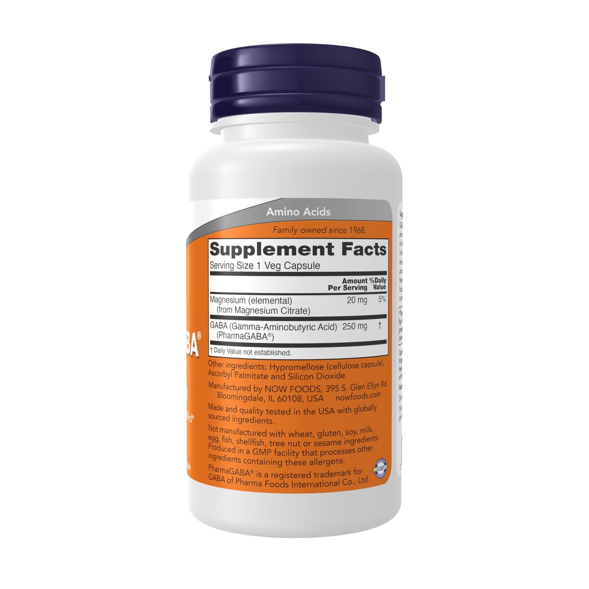 NOW Foods PharmaGABA 250 mg capsules végétales