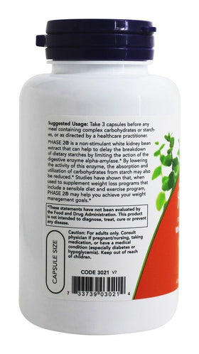 NOW Foods Phase 2 500 mg 120 Vcaps avec étiquette