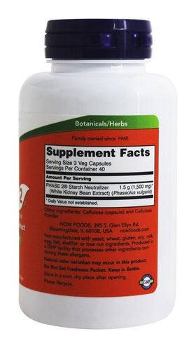 NOW Foods Phase 2 500 mg 120 Vcaps côté