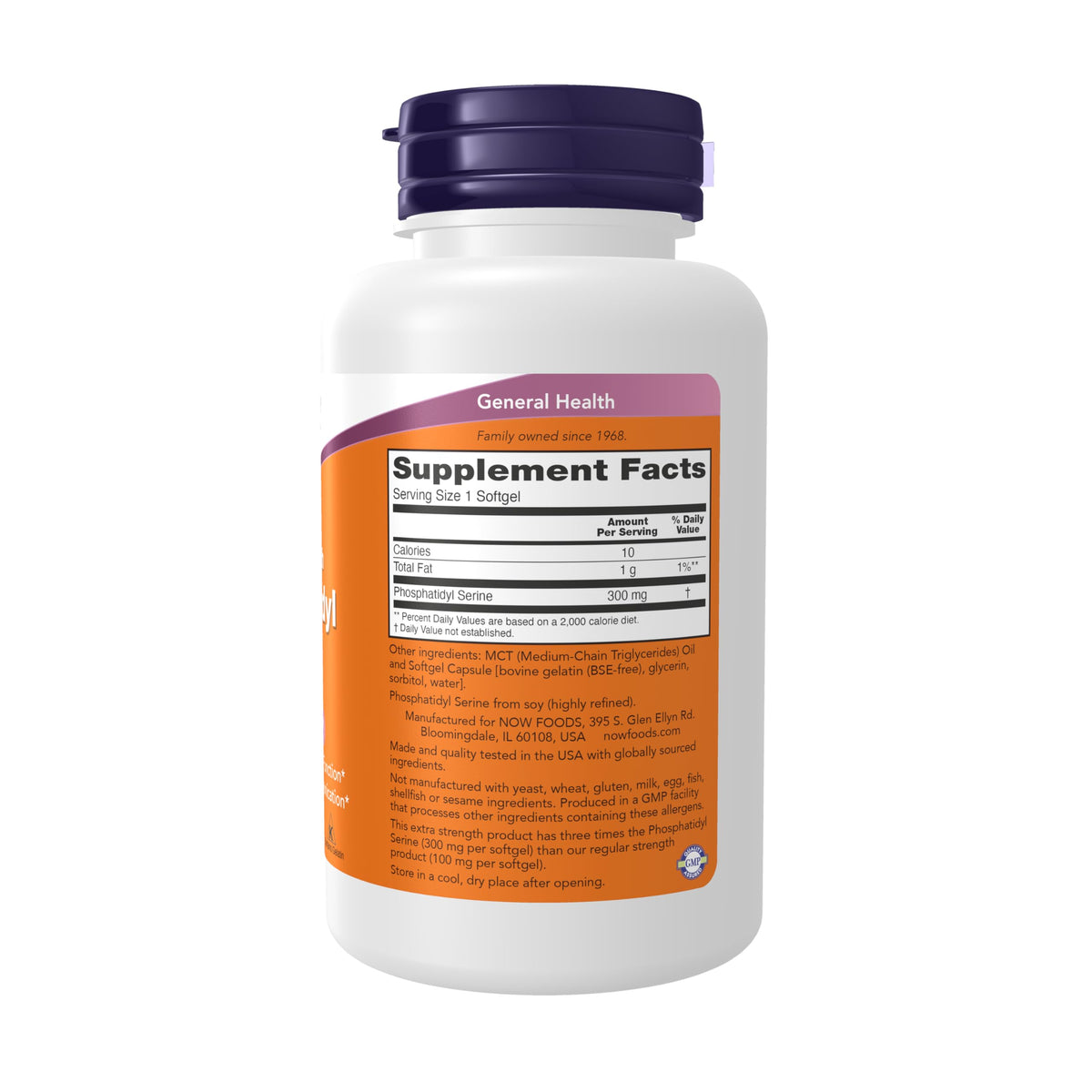 NOW Foods Phosphatidyl Serine 300 mg - étiquette détaillée