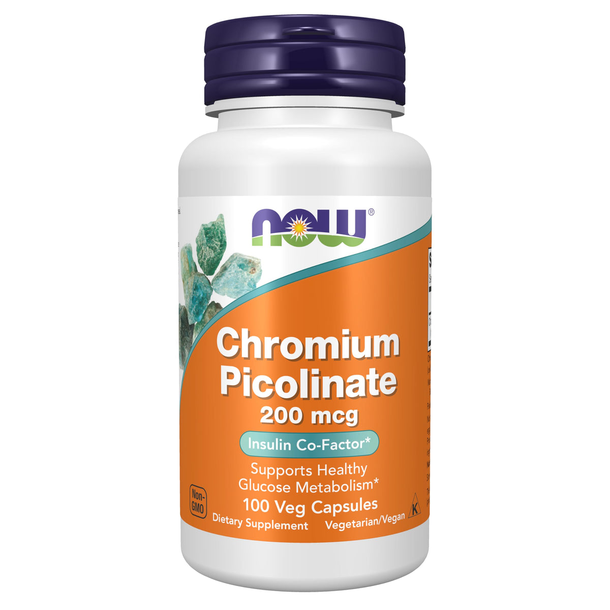 NOW Foods Picolinate de Chrome 200 mcg Capsules Végétales - vue avant