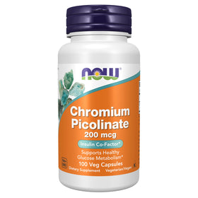 NOW Foods Picolinate de Chrome 200 mcg Capsules Végétales - vue avant