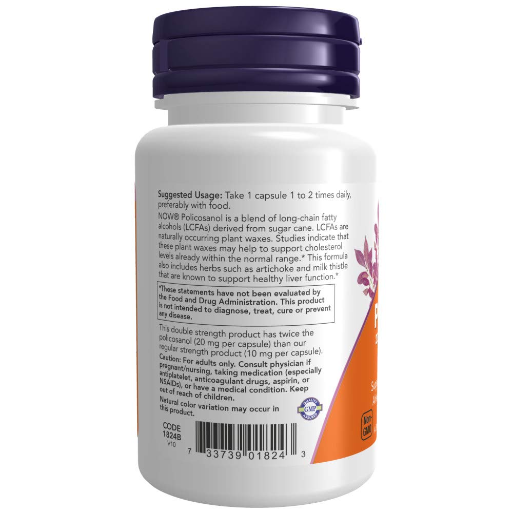NOW Foods Policosanol Double Force 90 gélules végétales - arrière de l'emballage