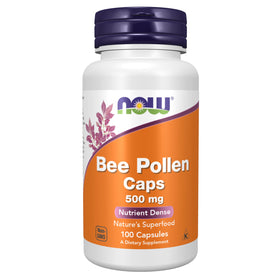 NOW Foods Pollen d'Abeille 500mg 100 capsules vue avant