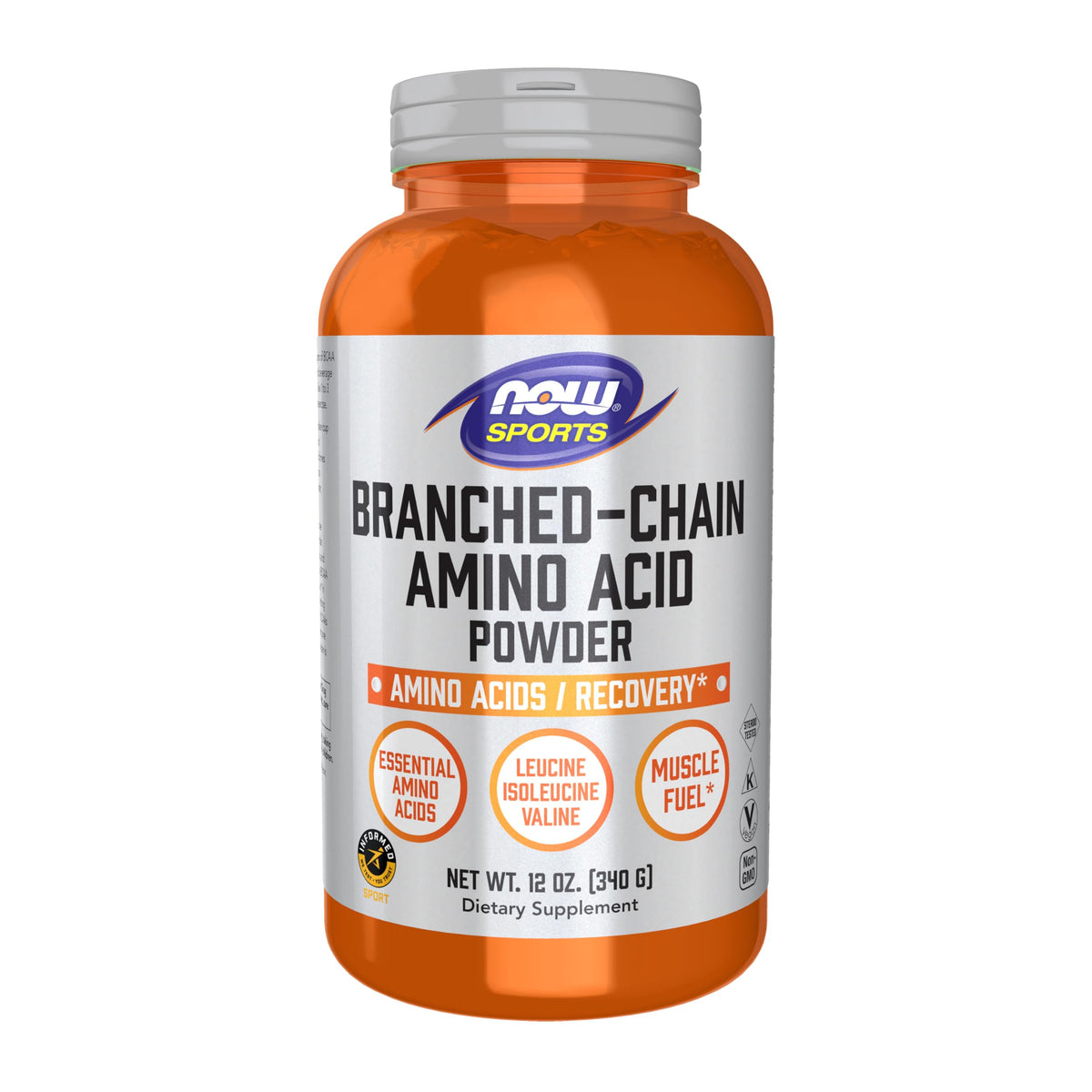 NOW Foods Poudre d'Aminoacides à Chaîne Ramifiée 399g vue de face