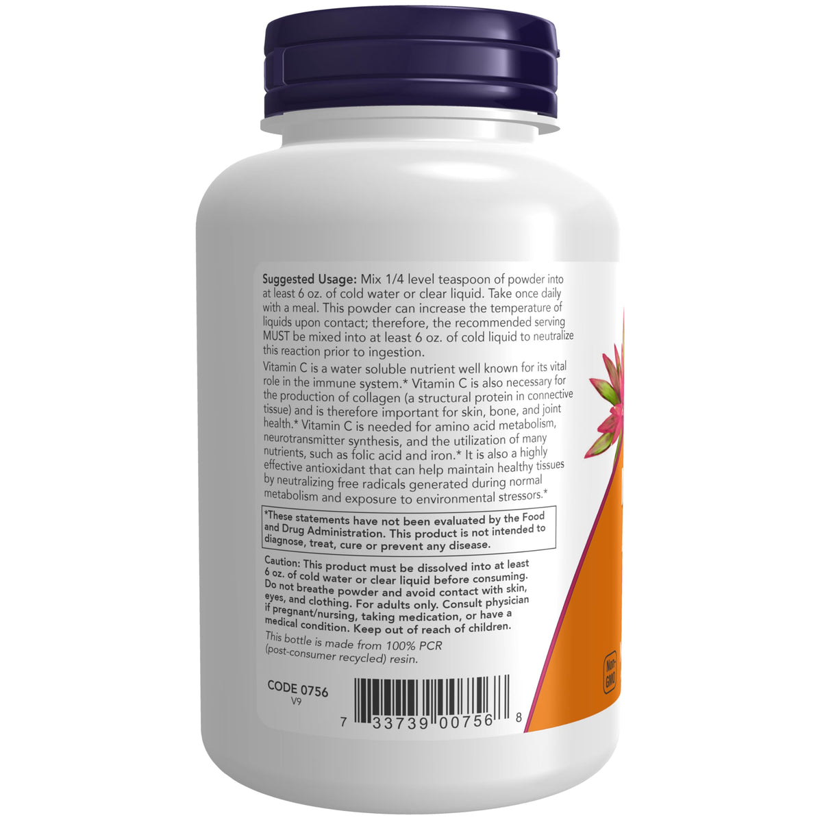 NOW Foods Poudre d'Ascorbate de Magnésium 272g en cours de mélange dans un verre d'eau