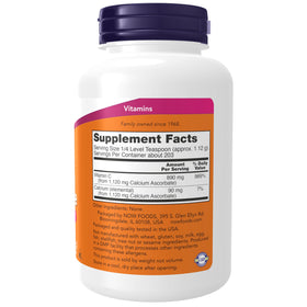NOW Foods Poudre d'Ascrobate de Calcium 272g étiquette