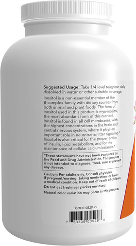 NOW Foods Poudre d'Inositol 100% Pure 1080g - contenu