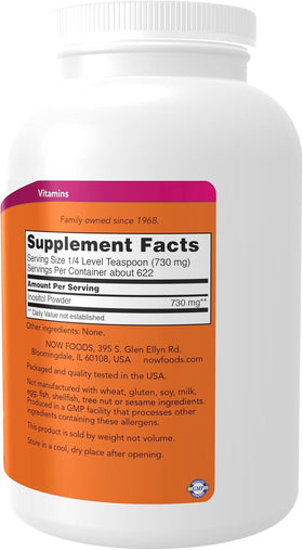 NOW Foods Poudre d'Inositol 100% Pure 1080g - vue arrière