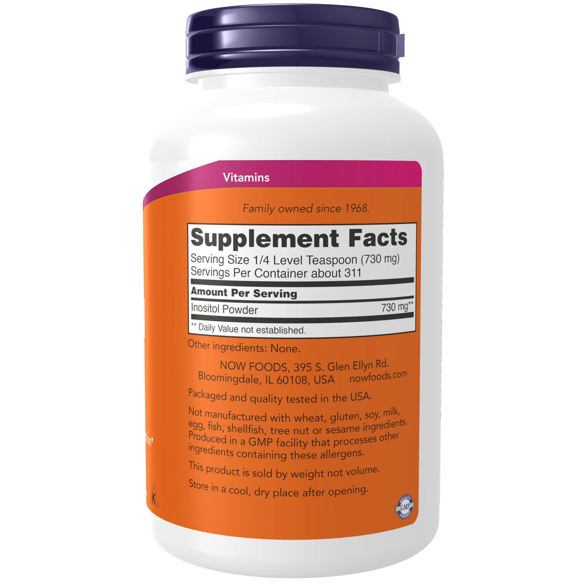 NOW Foods Poudre d'Inositol 299g emballage