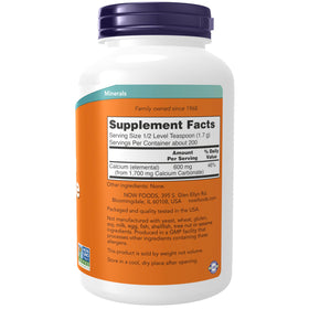 NOW Foods Poudre de Carbonate de Calcium 399g vue de dos