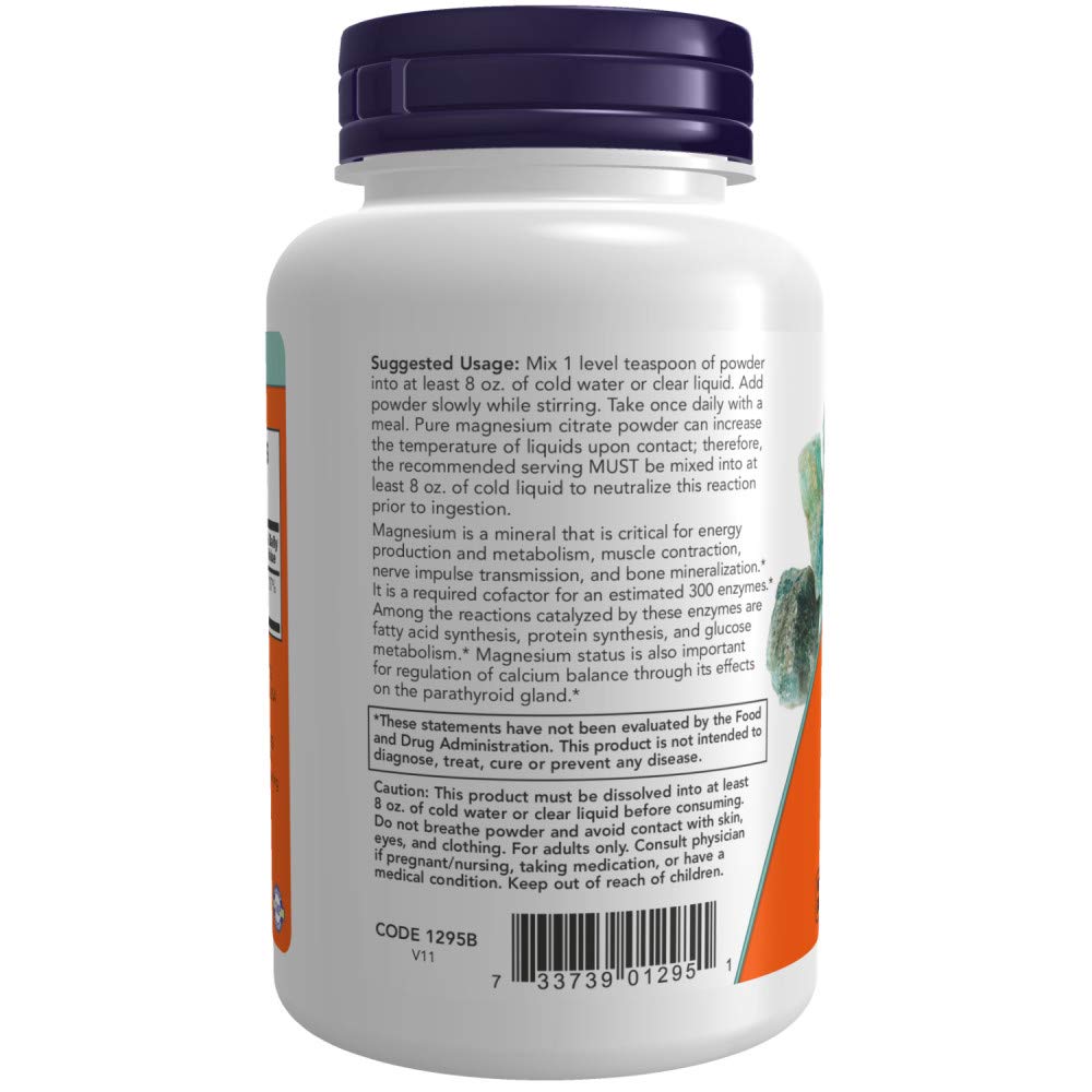 NOW Foods Poudre de Citrate de Magnésium 558g avec mesure