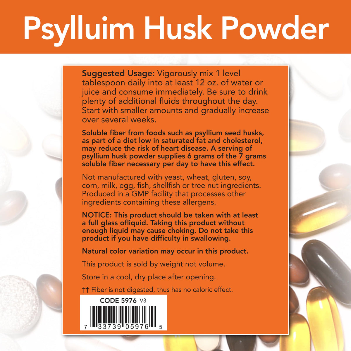 NOW Foods Poudre de Psyllium 12 lb cuillère dans le produit