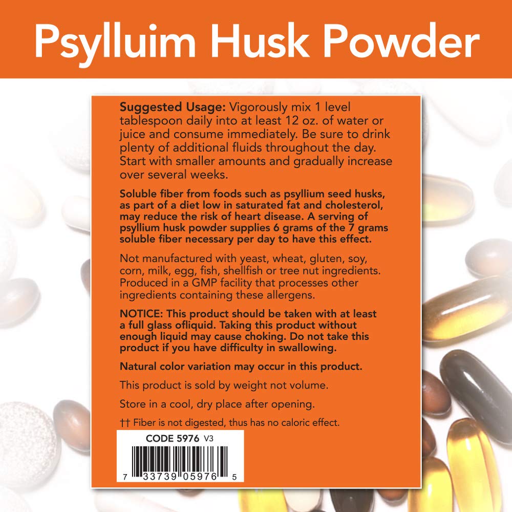 NOW Foods Poudre de Psyllium 5829g cuillère dosette