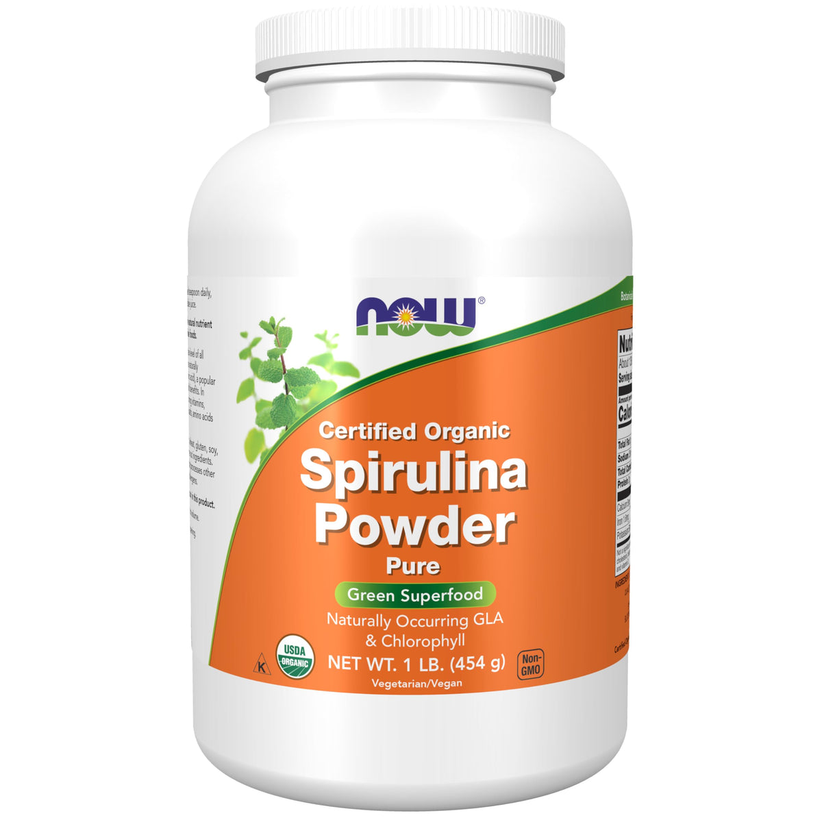 NOW Foods Poudre de Spiruline Bio 531g, vue de face