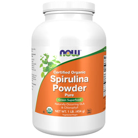 NOW Foods Poudre de Spiruline Bio 531g, vue de face
