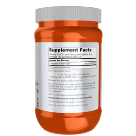 NOW Foods Poudre L-Arginine 540g vue arrière avec ingrédients