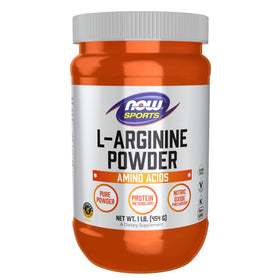 NOW Foods Poudre L-Arginine 540g vue avant avec étiquette