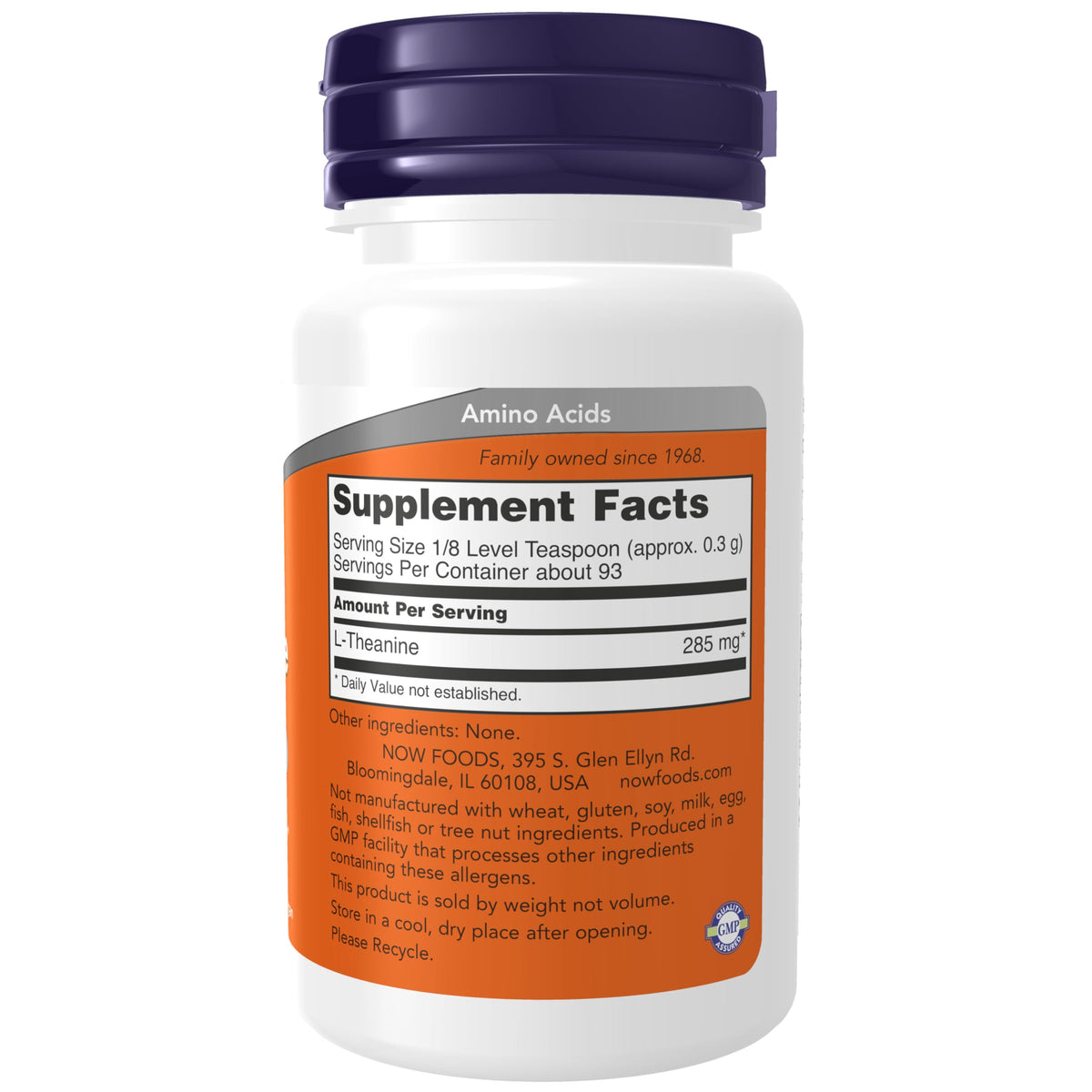NOW Foods Poudre Pure L-Théanine 59g emballage