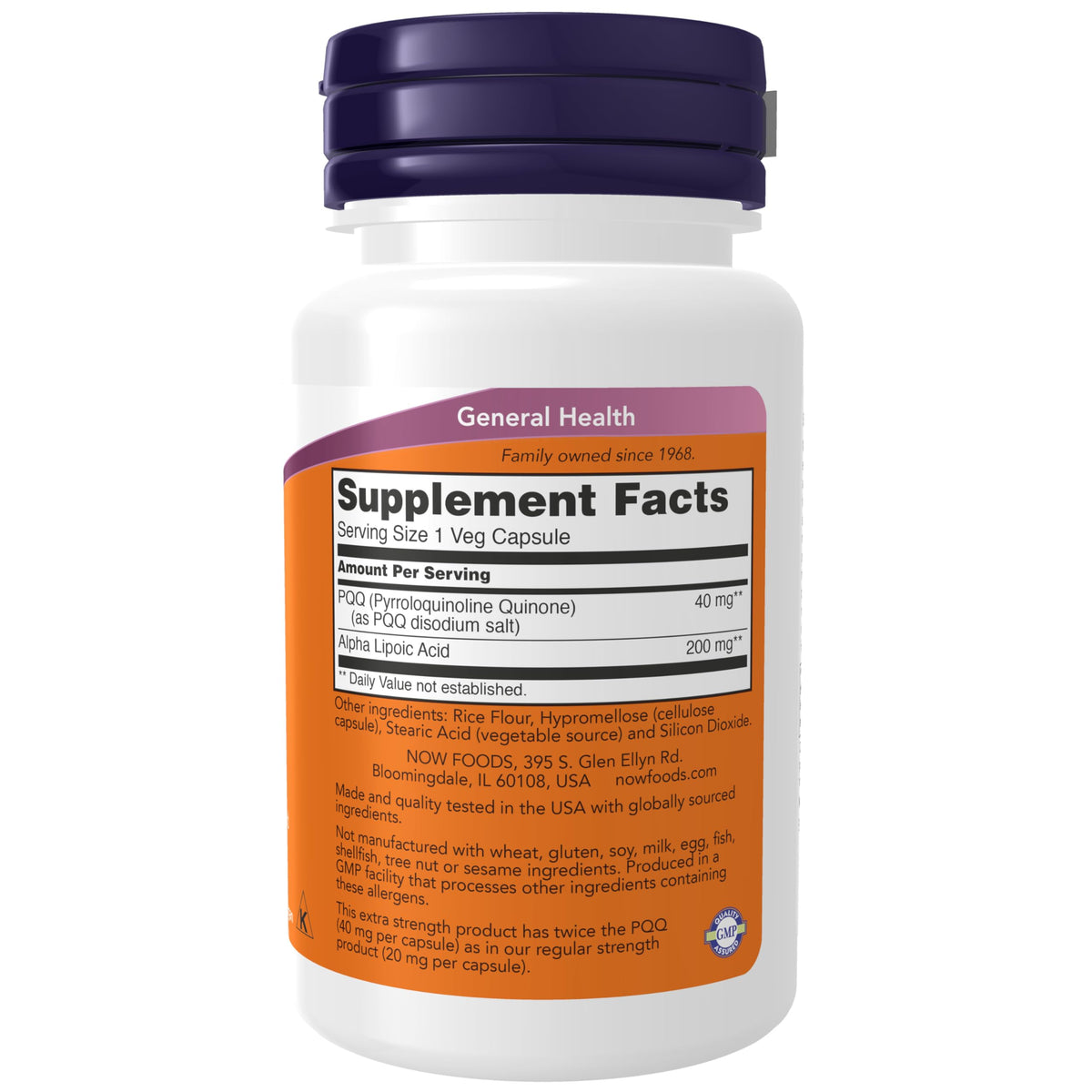 NOW Foods PQQ 40 mg capsules végétales, vue supérieure sur les capsules