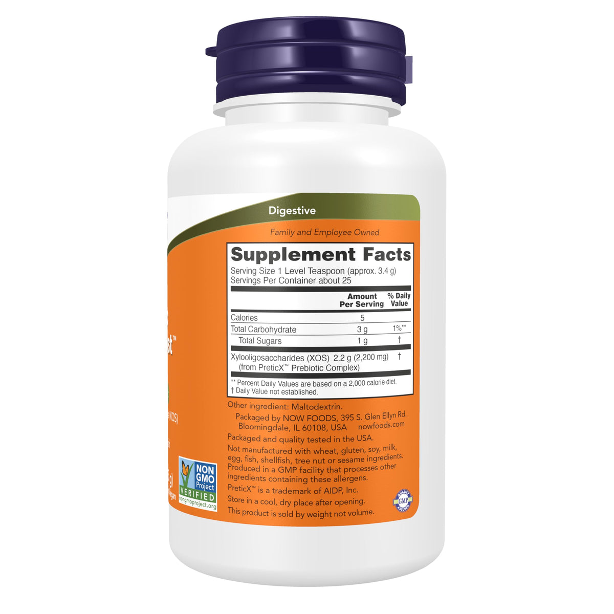 NOW Foods Prébiotique Bifido support Poudre 118g - vue arrière