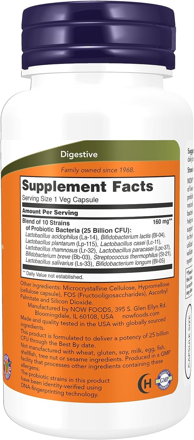 NOW Foods Probiotic-10 100 Comprimés vue du dessus