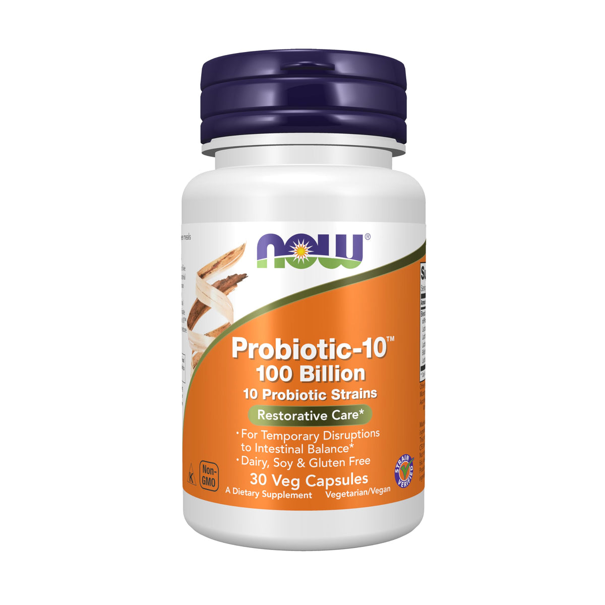 NOW Foods Probiotic-10™ 100 Milliards 30 Capsules Végétales - vue avant