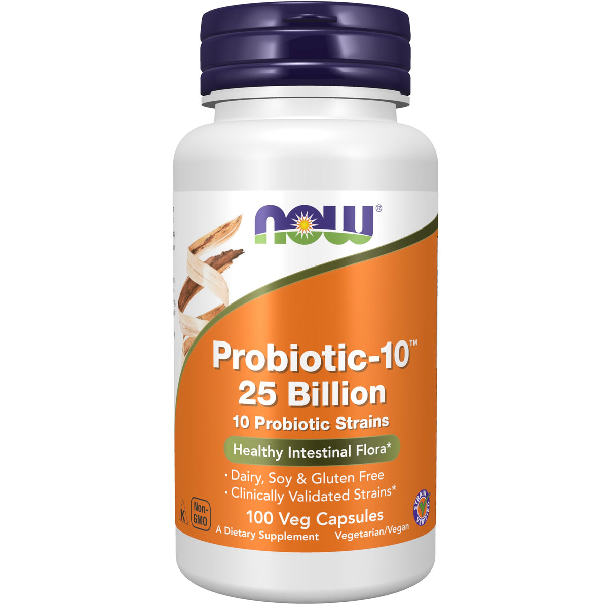 NOW Foods Probiotic-10™ 25 milliards 10 souches capsules végétales vue avant