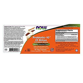 NOW Foods Probiotic-10 25 milliards 50 capsules vue arrière