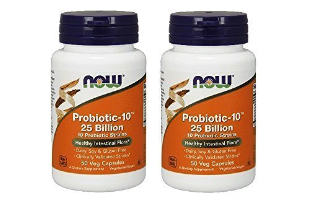 NOW Foods Probiotic-10 25 Milliards 50 Vcaps, vue de face