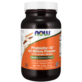 NOW Foods Probiotic-10™ Poudre 200g vue de face