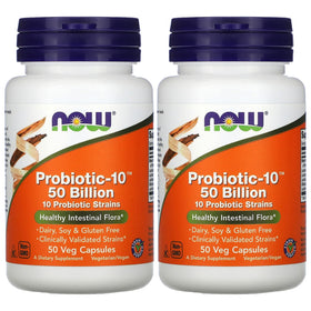 NOW Foods Probiotic10 50 Milliards 2 Flacons de 50 Vcaps vue de face