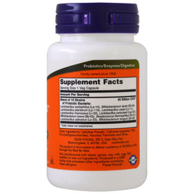 NOW Foods Probiotic10 étiquette avec détails des ingrédients