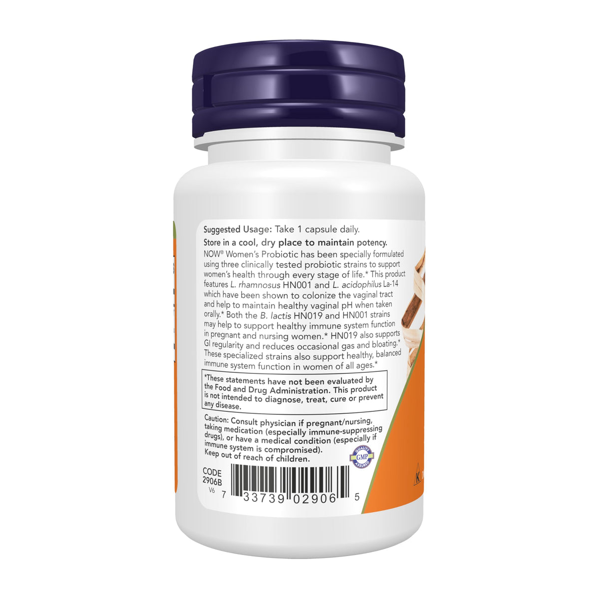 NOW Foods Probiotique Femme 20 Milliards 50 Capsules Végétales - étiquette détaillée